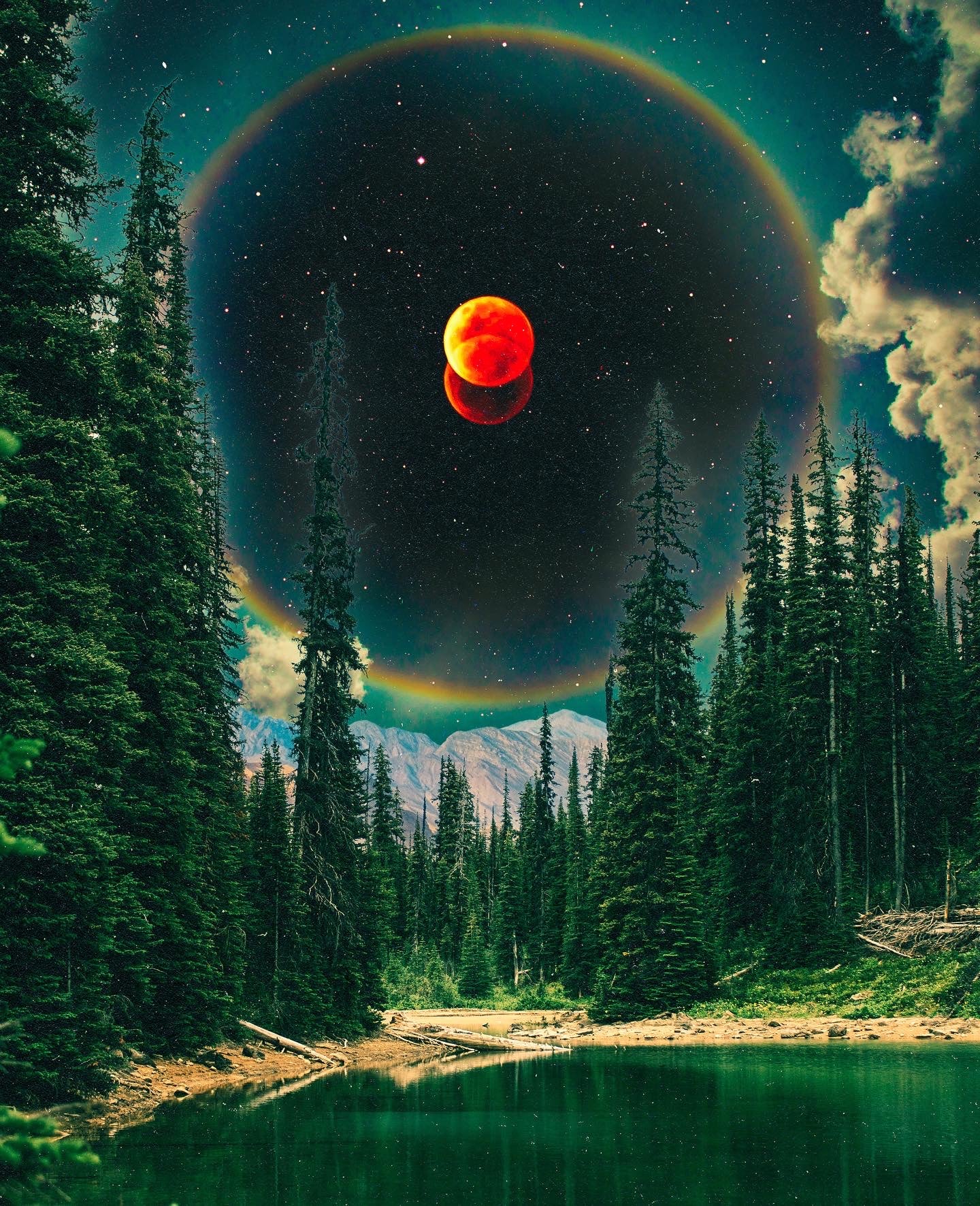 Blood Moon Lake, 2022 Special Edition Holographic Print